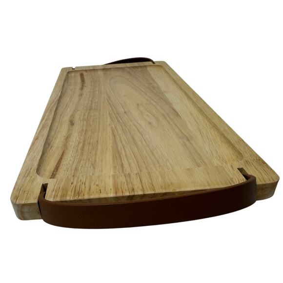 Nespresso Wood Serving Tray with Leather Handles 15" x 7" Modern Kitchen Decor - Picture 3 of 7